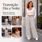 Calça Flare Feminina Listrada de Cintura Alta