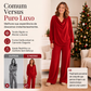 ✨ ELEGÂNCIA SEM ESFORÇO | Conjunto Feminino com Gola Drapeada e Pantalona -50%