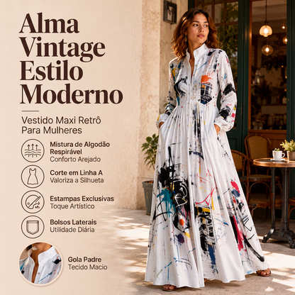 🎨 VISTA SUA PERSONALIDADE | Vestido Longo Feminino Estampado -50%