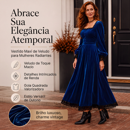 ✨ ELEGÂNCIA QUE NÃO PASSA DESPERCEBIDA | Vestido Vintage de Veludo -50%