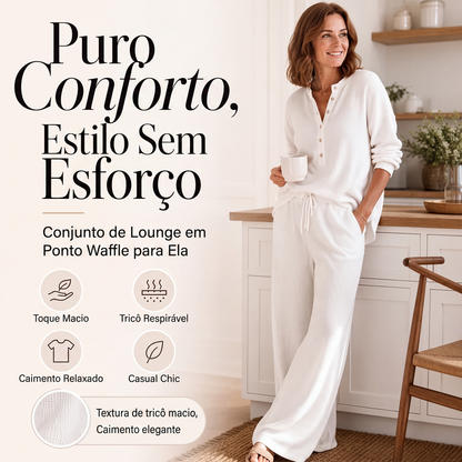 ☁️ CONFORTO QUE SAI DE CASA | Conjunto Feminino Waffle 2 Peças -50%