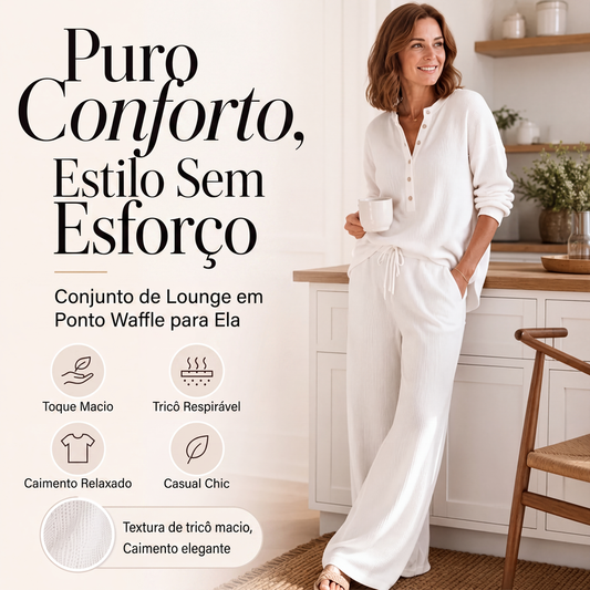 ☁️ CONFORTO QUE SAI DE CASA | Conjunto Feminino Waffle 2 Peças -50%