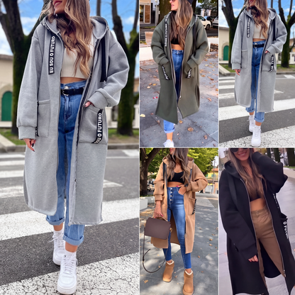 🧥 CONFORTO PARA OS DIAS FRESCOS | Moletom Feminino Longo com Capuz e Zíper -50%
