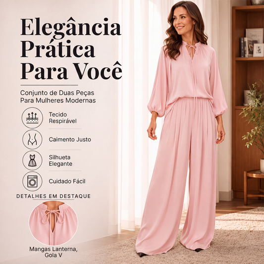 ✨ CONFORTO SEM COMPLICAÇÃO | Conjunto Feminino Casual 2 Peças -50%