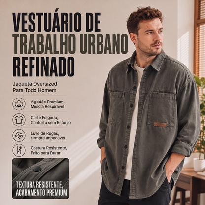🔥 50% OFF! 👔 Camisa Utilitária Masculina de Manga Longa e Corte Solto – Confortável, Versátil e Perfeita Para o Dia a Dia