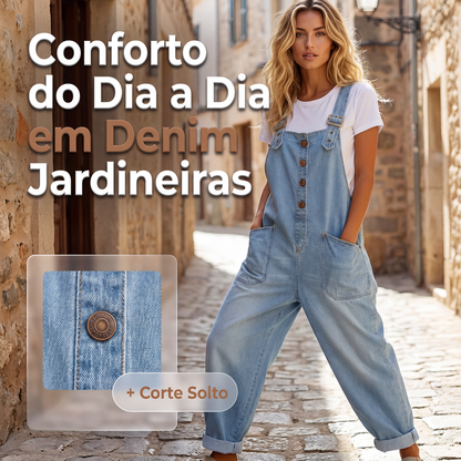 🔥 50% OFF! 👖 Macacão Jeans Feminino Largo – Confortável, Estiloso e com Bolsos Funcionais para o Dia a Dia