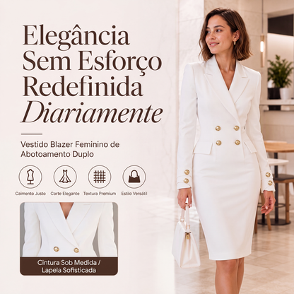 🔥 50% OFF HOJE! 👗 Vestido Blazer Feminino de Abotoamento Duplo – Elegância e Sofisticação Para Todos os Momentos ✨