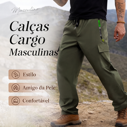 🔥 50% OFF HOJE! 👖  Conjunto Masculino Cargo Outdoor – Calça Resistente com Múltiplos Bolsos + Camiseta Casual Para Aventura e Dia a Dia 🌿