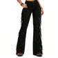 🔥 50% OFF HOJE! 👖  Calça Jeans Feminina Flare com Franjas – Estilo Western Moderno, Silhueta Alongada e Caimento Elegante ✨