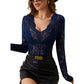 🔥 50% OFF HOJE! 🌸  Blusa Feminina de Renda Floral com Gola V Elegante – Design Romântico, Caimento Feminino e Estilo Sofisticado Para Todas as Ocasiões ✨