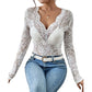 🔥 50% OFF HOJE! 🌸  Blusa Feminina de Renda Floral com Gola V Elegante – Design Romântico, Caimento Feminino e Estilo Sofisticado Para Todas as Ocasiões ✨