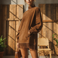🔥 50% OFF HOJE! 👗  Vestido Feminino de Camurça Sintética com Franjas – Elegância Vintage, Conforto Aconchegante e Estilo Boho Sofisticado ✨