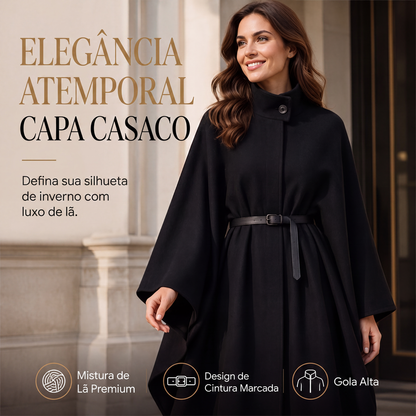 🔥 50% OFF HOJE! 👗  Casaco Capa Feminino Elegante com Gola Alta