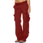 🔥 50% OFF! 🧶👖 Calças cargo vintage de perna larga para mulheres
