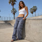 🔥 50% OFF! 🧶👖 Calças cargo vintage de perna larga para mulheres