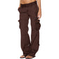 🔥 50% OFF! 🧶👖 Calças cargo vintage de perna larga para mulheres