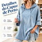🔥 50% OFF! 👕 Blusa de Moletom Jeans Feminina com Capuz – Estilo Oversized, Conforto e Visual Streetwear