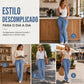 🔥 50% OFF | 👖 Calça Cargo Flare Feminina – Cintura Alta, Stretch & Silhueta Modelada
